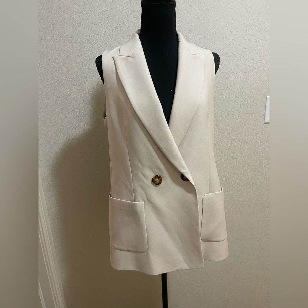 Zara Cream Double-Breasted Vest